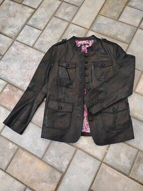 Twiggy London Genuine Leather Button Down Jacket